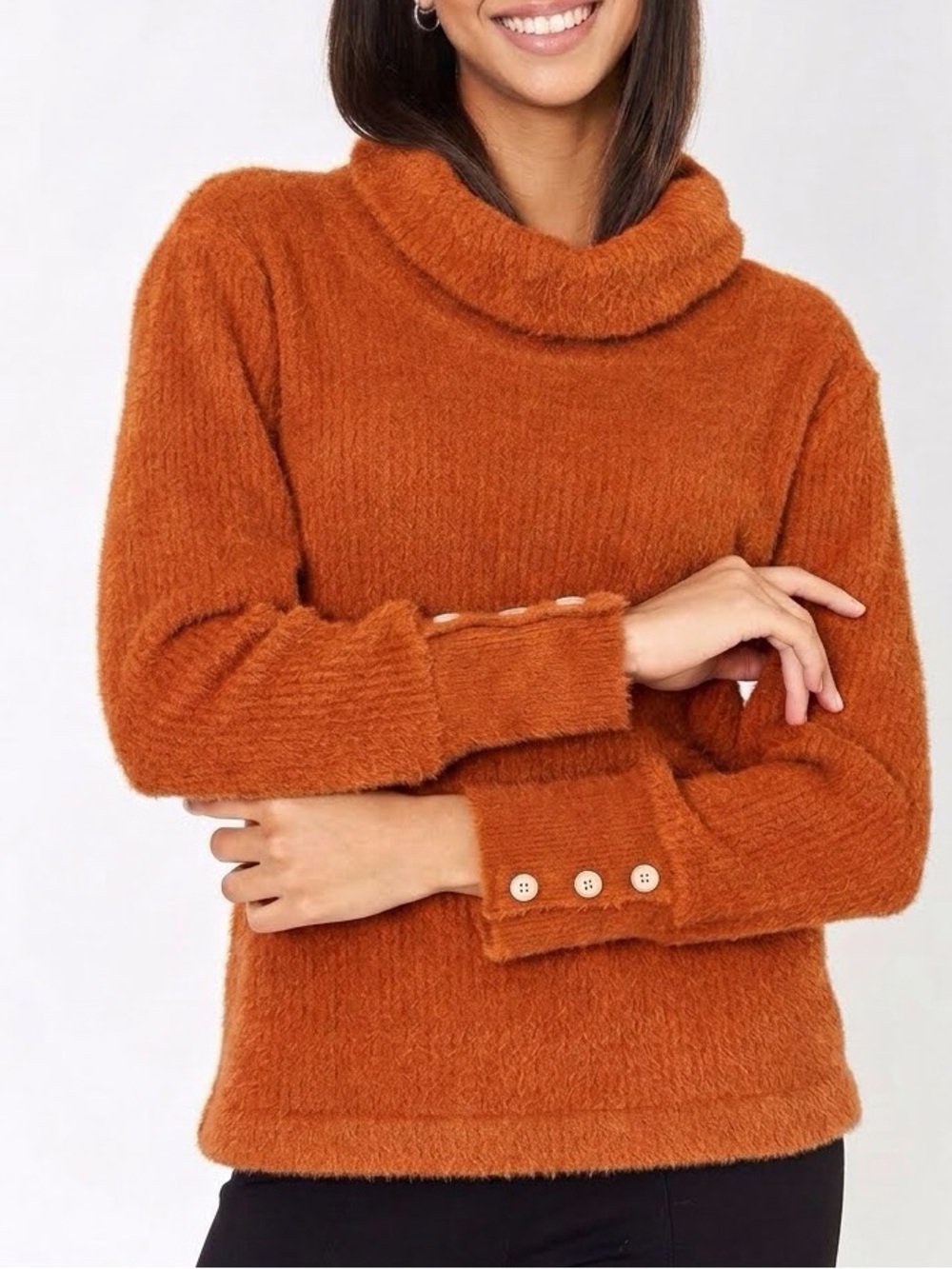 NWT Dolcezza Cinnamon Knit Cowl Neck Sweater - Plush Premium Heavyweight Cozy XL